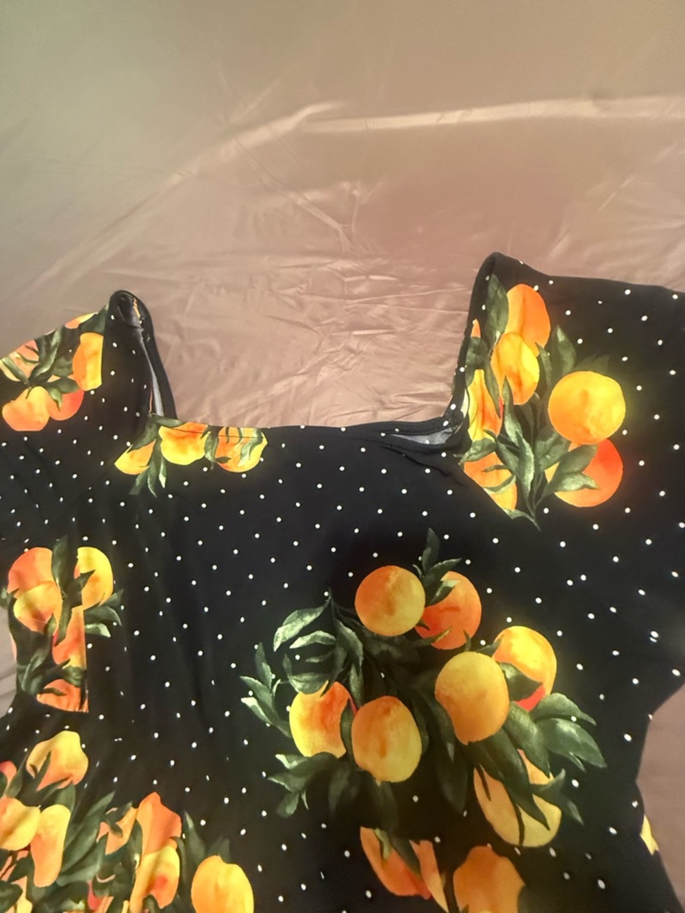 torrid Black Mini Dress with Yellow-Orange Fruit Print 2X - Picture 5 of 11